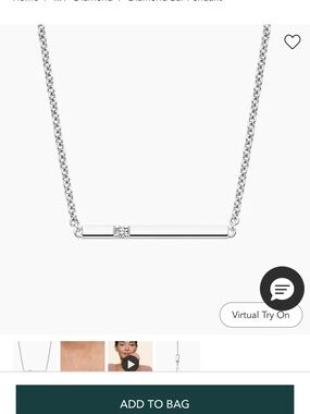 NWOT Brilliant Earth Diamond Bar Pendant in Silver